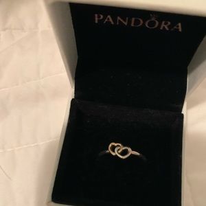 Pandora Ring with two hearts Size 7